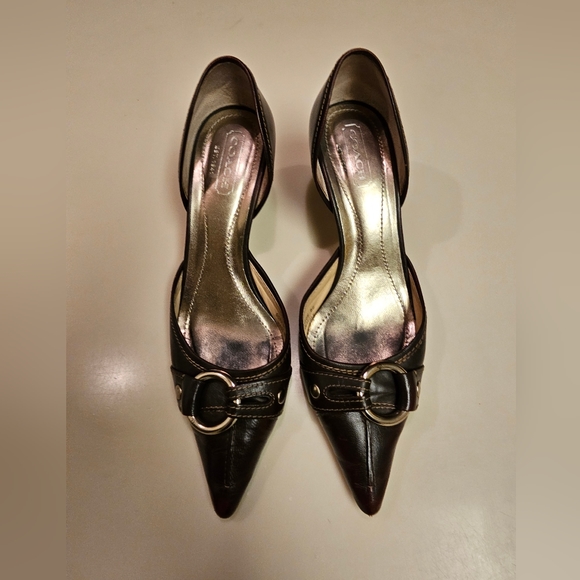 Coach Shoes - Coach Allison Brown Leather Heels